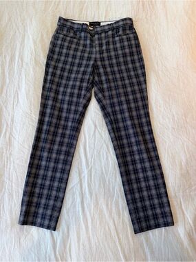 Banana Republic Navy and Gray Plaid Sloan Curvy Fit Pants